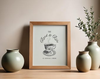 Emma M Lion Print Teacup Sketch Reed and Rite Bookshop Decor (Digital Download)