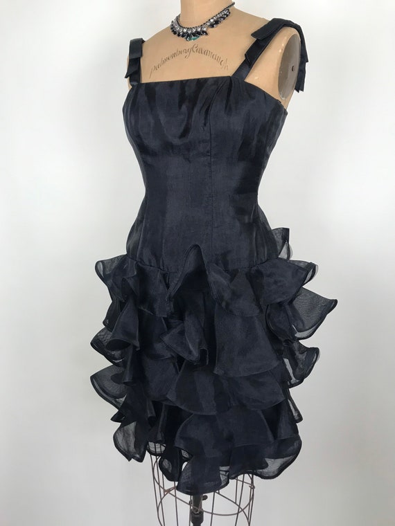 Vintage 1980s 80s Victor Costa Organza Dress with… - image 2