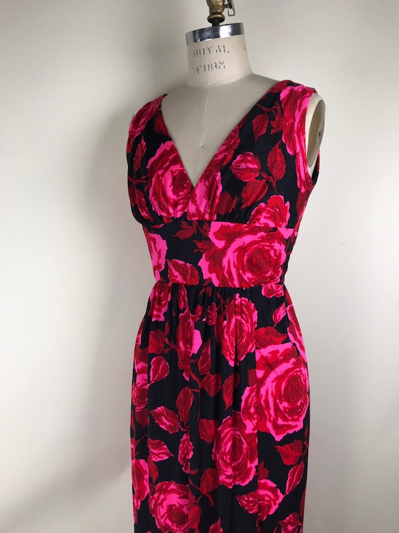 Vintage 1970s 70s Lilli Diamond Rose print maxi d… - image 5