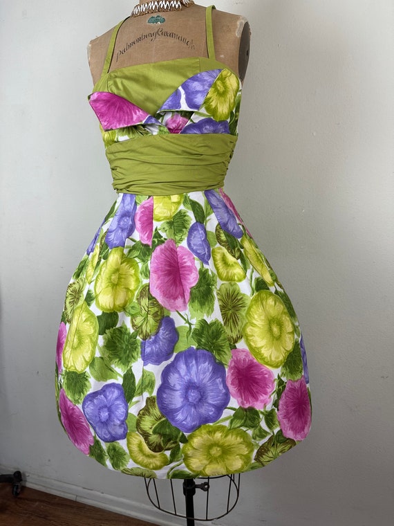 Vintage 1950s 50s Sambo Fashions Floral print dre… - image 3