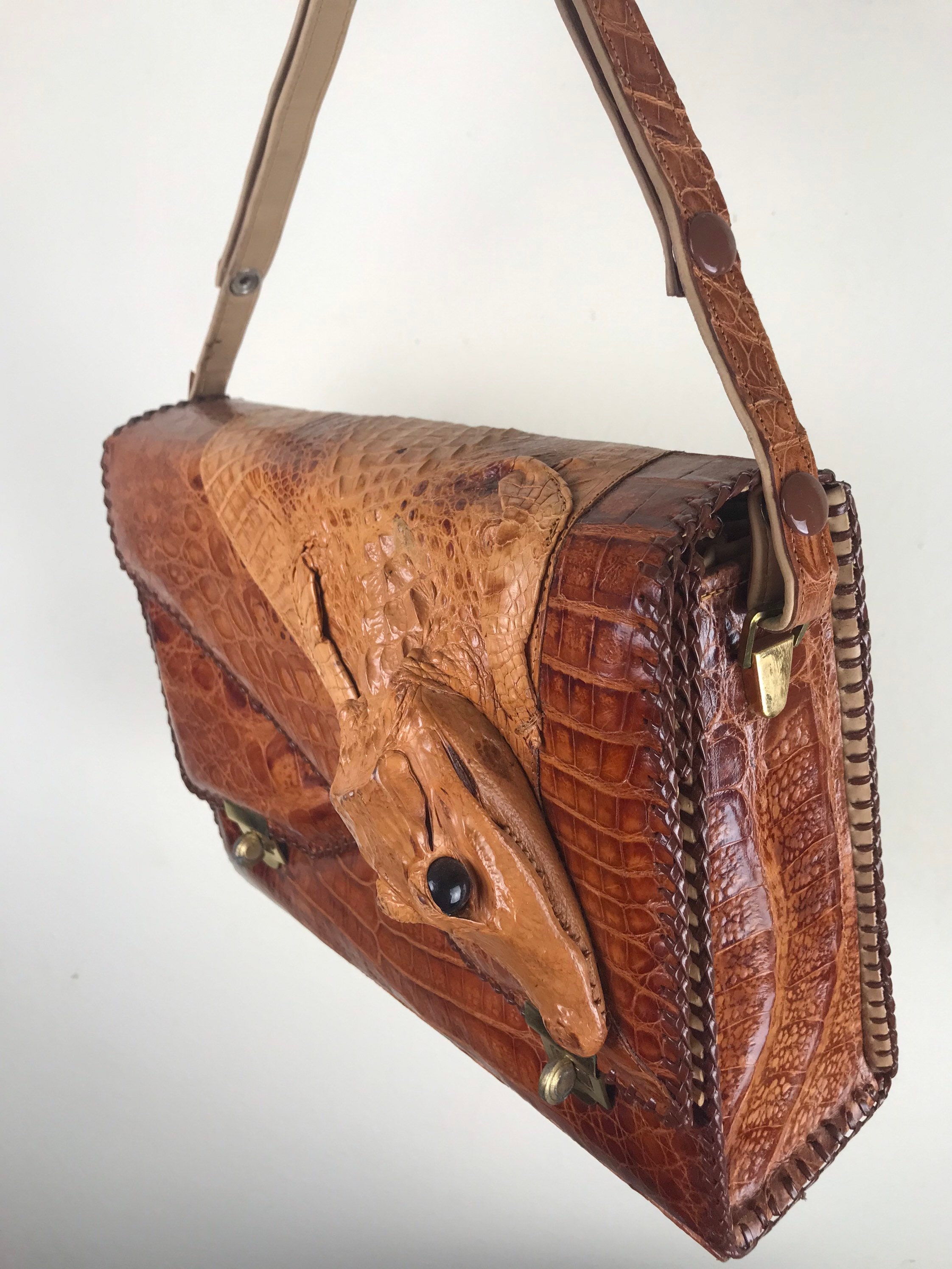 バッグ 1950s vintage carving leather handbag DONKEY & CACTUS 3D Leather 1950's 50s 60's 60s Vintage