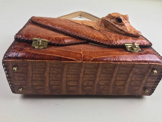 Vintage 1950s 50s Alligator purse taxidermy purse - image 6