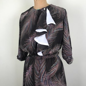 Vintage 1970s 70s Feather print dress image 4