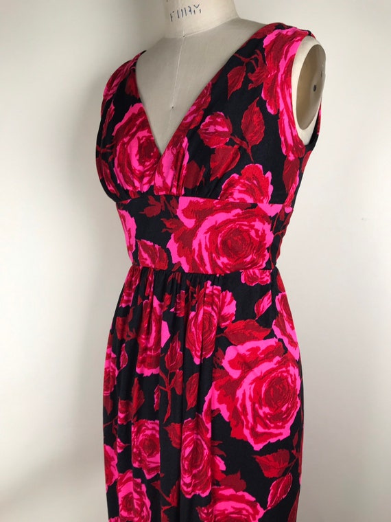 Vintage 1970s 70s Lilli Diamond Rose print maxi d… - image 2