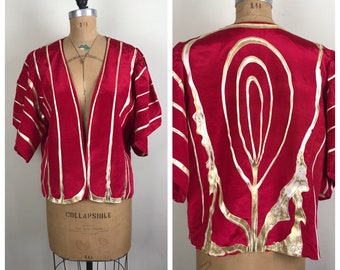 Vintage 1980 80s Terry and Toni puffy paint rayon jacket