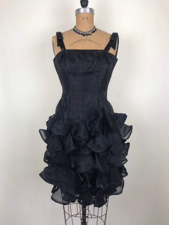 Vintage 1980s 80s Victor Costa Organza Dress with… - image 3