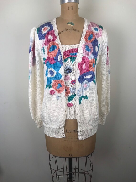 Vintage 1980s 80s Nannell Hand knit cardigan and … - image 4