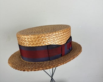 Vintage Antique 1910s 1920s Rogers Peet Company Straw Boater Hat