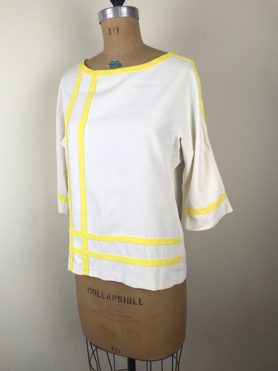 Vintage 1960s 60s color block blouse - image 4