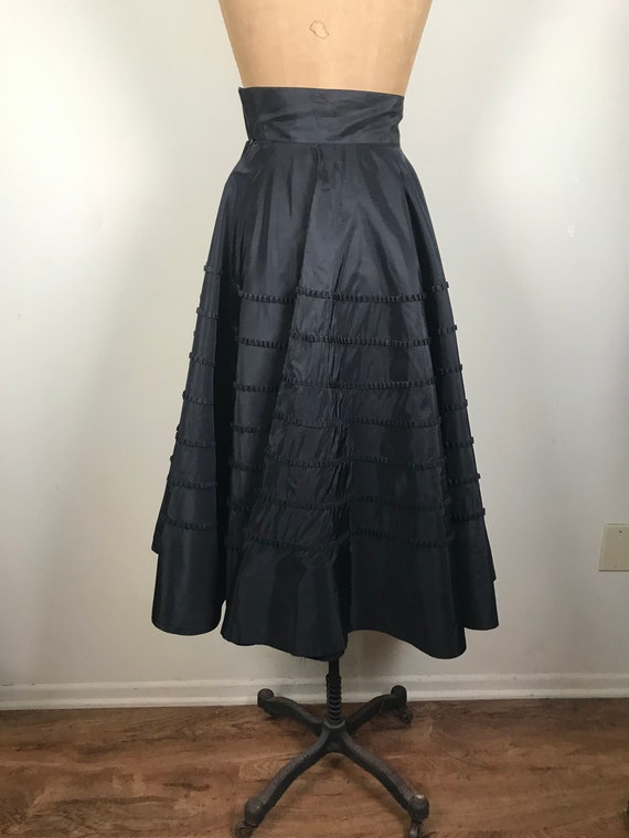 Vintage 1950s 50s full circle taffeta skirt with … - image 7