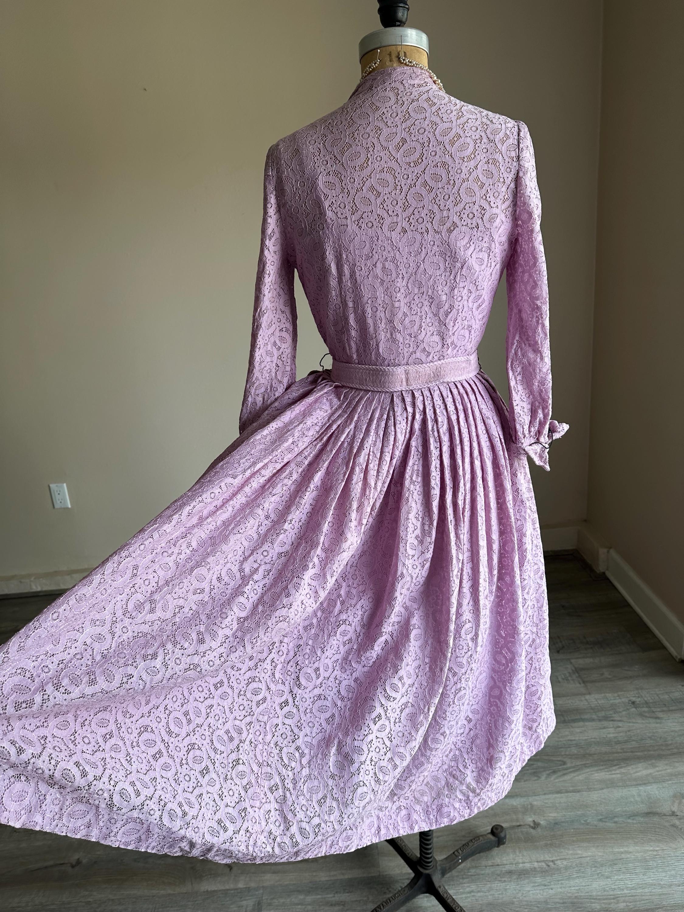 Vintage 1950s 50s Lilac purple lace dress Vintage 1950s 50s Lilac purple lace dress