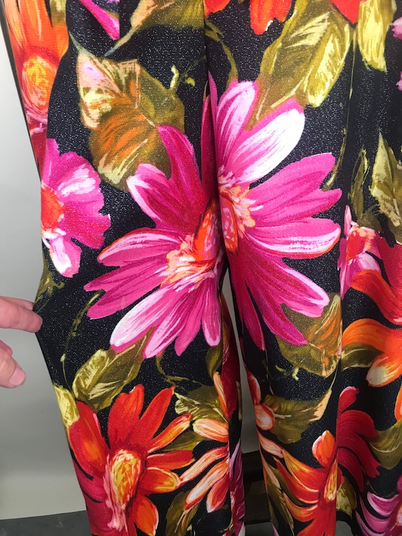 1960s 60s Floral cotton lurex jumpsuit by Jenelle - image 5