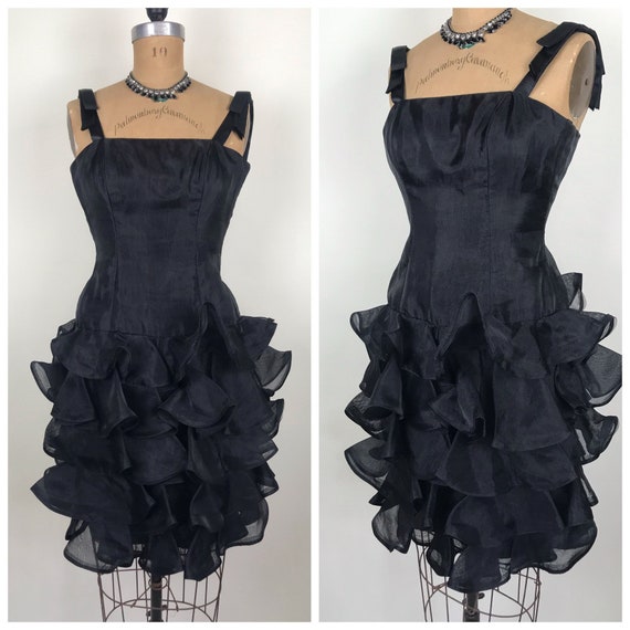 Vintage 1980s 80s Victor Costa Organza Dress with… - image 1