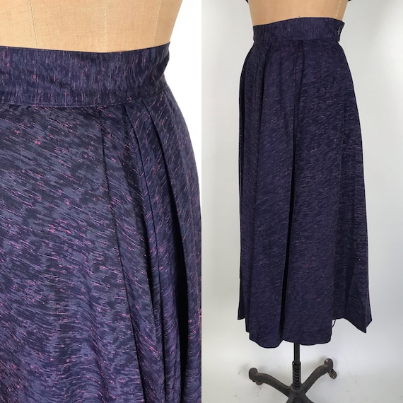 1950s 50s Purple and Pink Rayon Faille Skirt - image 1