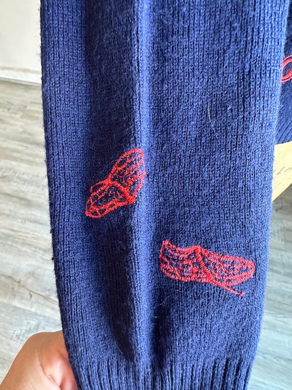 Pull Vintage Col V Cyn Les By Shirlee Designs - Taille 40 - Motifs Nœuds Papillon Et Pingouins