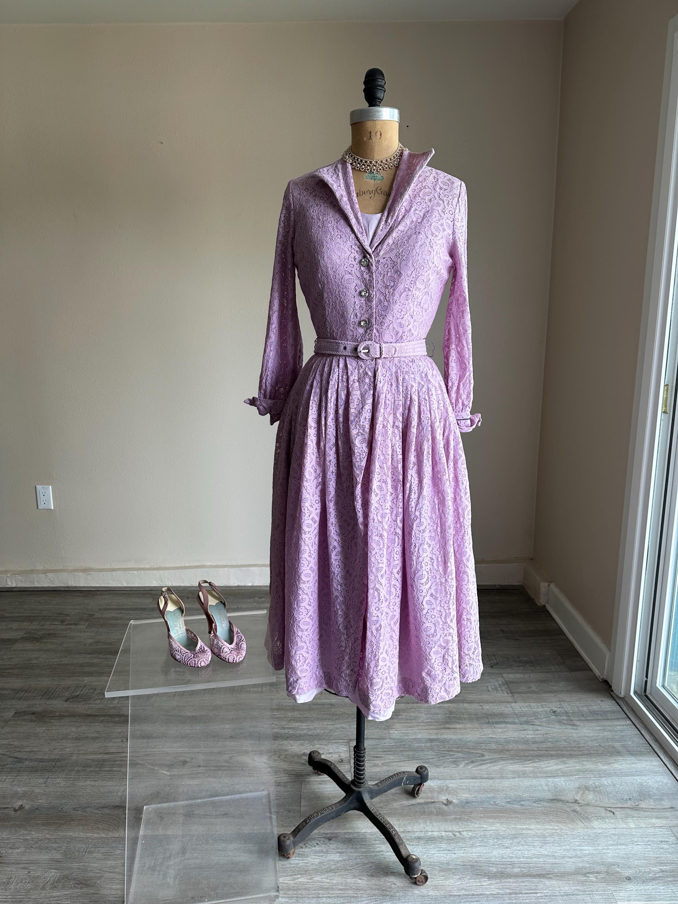 light purple fit and flare dress Short Fit-and-Flare Print Hoco Dress: Alyce 30006 Lilac/Pink / 000 main image 0