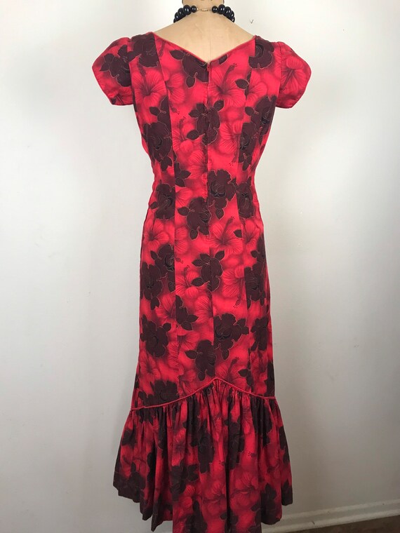 Vintage 1960s 60s 1950s 50s Red Hawaiian Dress with m… - Gem