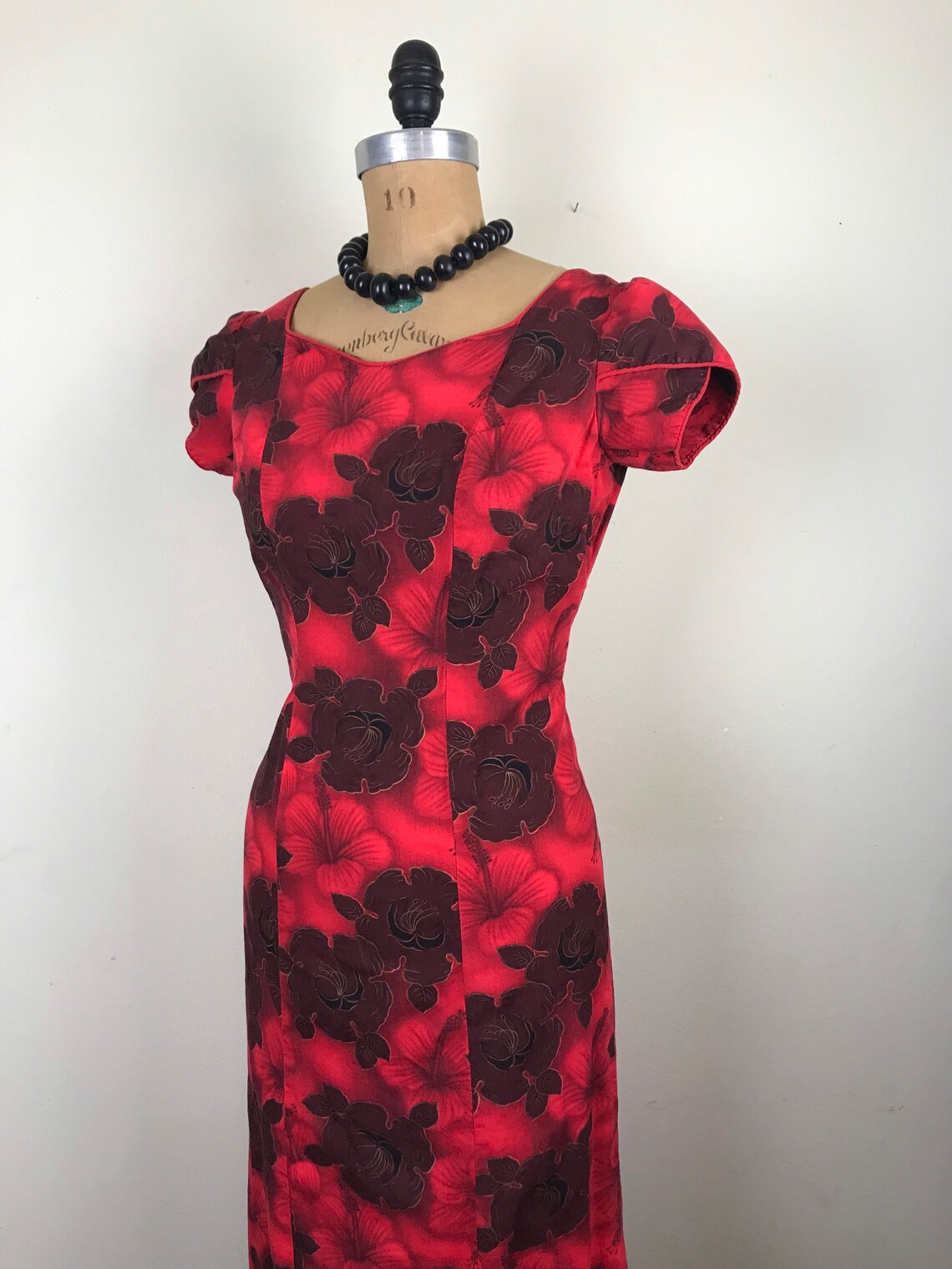 Vintage 1960s 60s 1950s 50s Red Hawaiian Dress With Mermaid Hem - Etsy