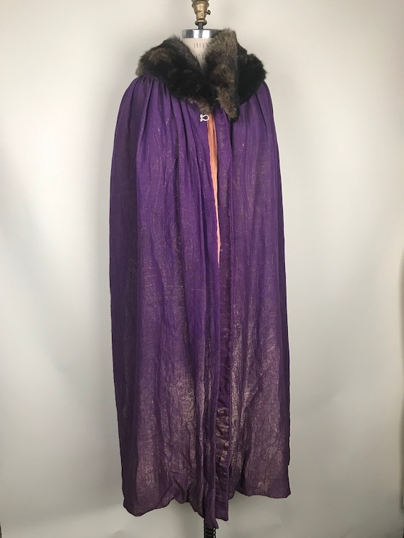 1920s purple and gold silk cape