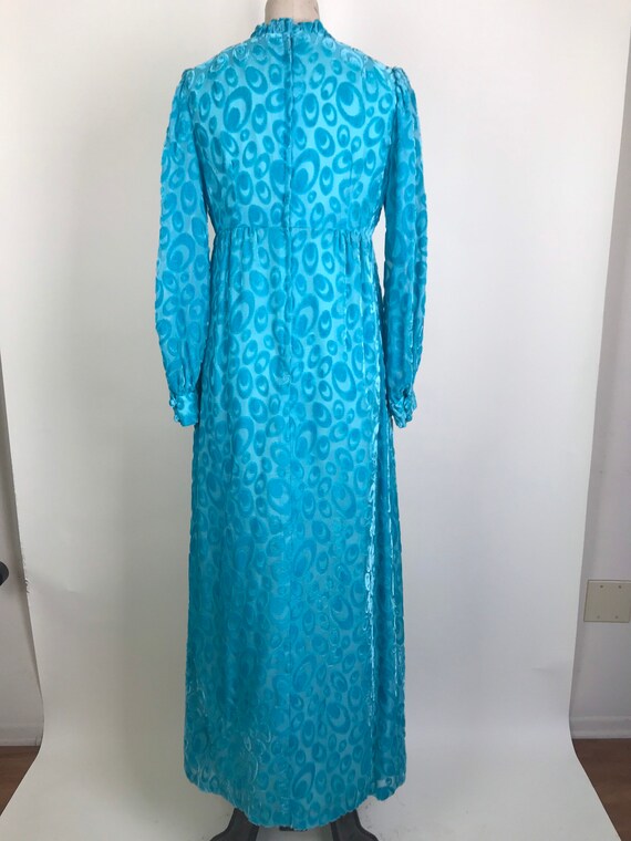 1960s 60s Turquoise Velvet burnout Dress - image 5