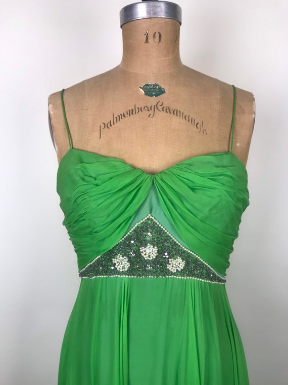 Vintage 1960s 60s Joseph Magnin Kelly Green beade… - image 2