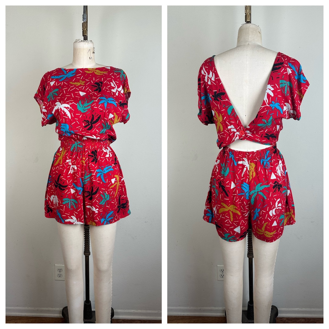 Vintage 1980s 80s Tropical Romper by Sweet for Two Hawaiian Romper - Etsy