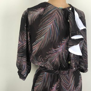 Vintage 1970s 70s Feather print dress image 3