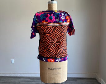 Vintage 1960’s 60’s 1970’s 70’s Hippie Blouse hippie top handmade embroidered