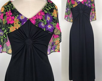 1970s 70s dress with capelet