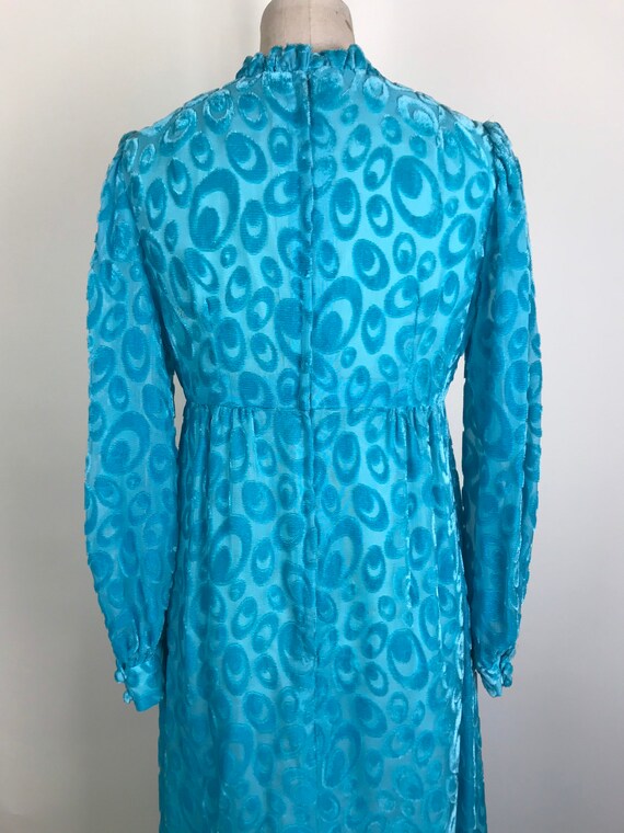 1960s 60s Turquoise Velvet burnout Dress - image 6