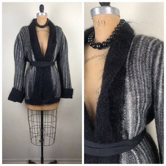 Vintage 1980s 80s Oversized mohair cardigan Mary Lavery collection hand knit