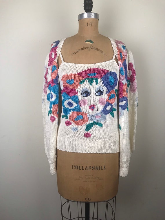 Vintage 1980s 80s Nannell Hand knit cardigan and … - image 5