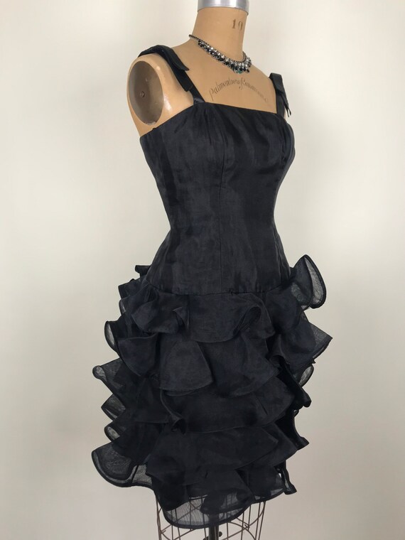 Vintage 1980s 80s Victor Costa Organza Dress with… - image 4