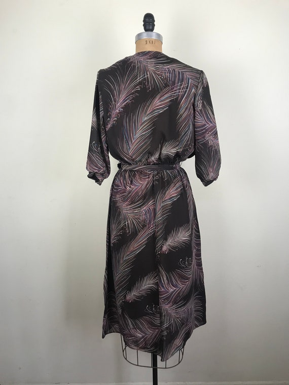 Vintage 1970s 70s Feather print dress - image 6