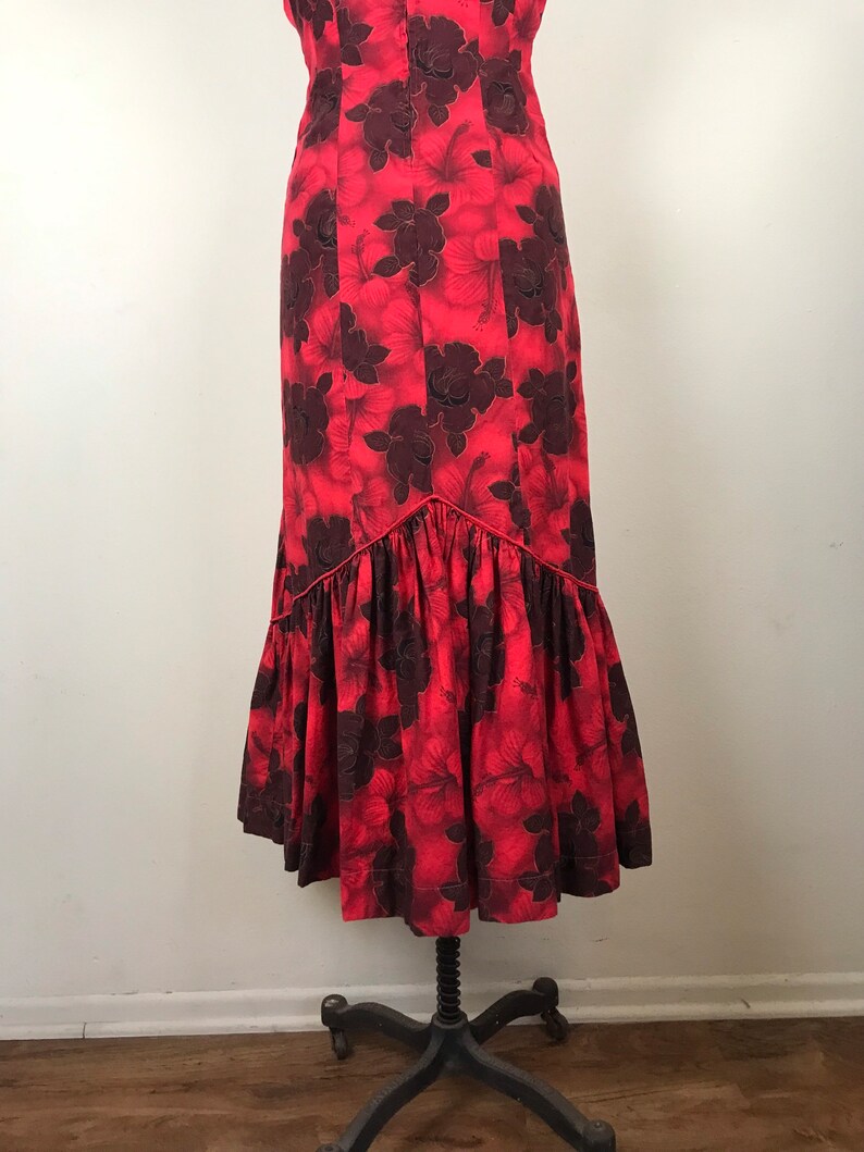 Vintage 1960s 60s 1950s 50s Red Hawaiian Dress With Mermaid Hem - Etsy