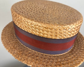 Vintage antique 1910s 1920s Rogers Peet Company straw boater hat boaters hat