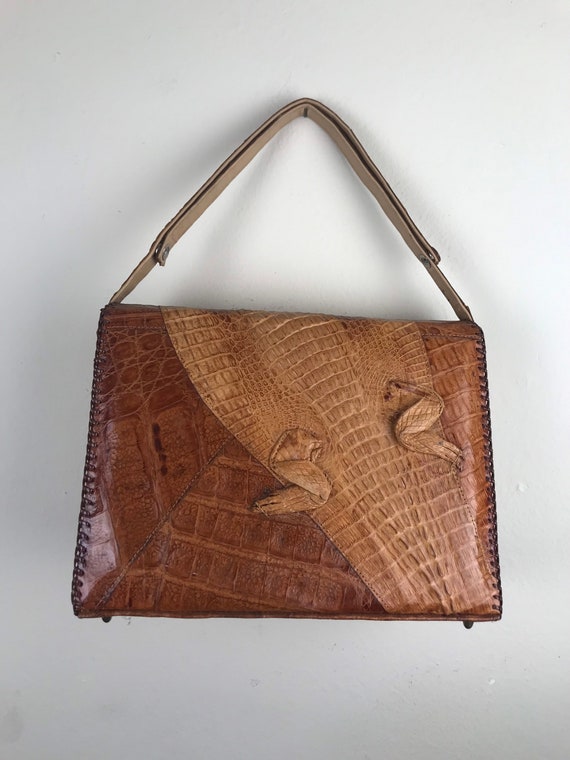 Vintage 1950s 50s Alligator purse taxidermy purse - image 3