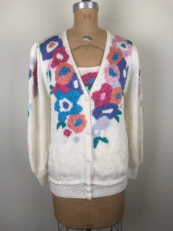 Vintage 1980s 80s Nannell Hand knit cardigan and … - image 2