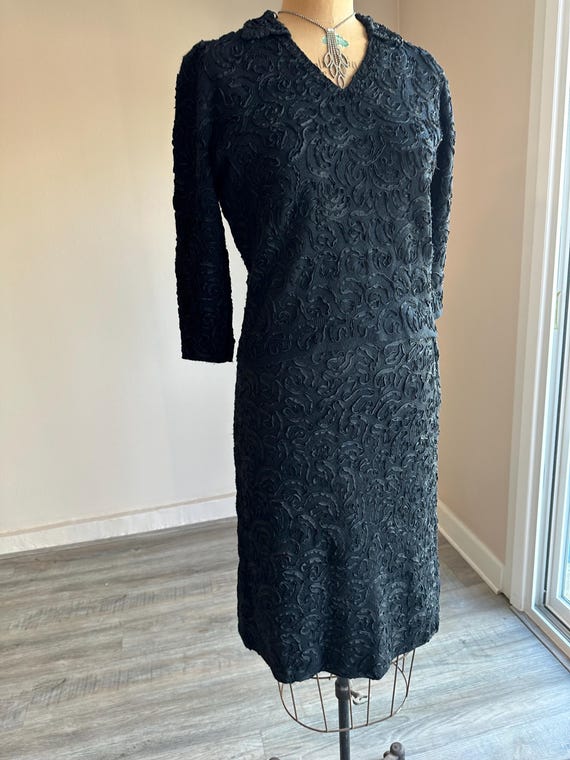 50’s Black Striped Knit Dress main image 0
