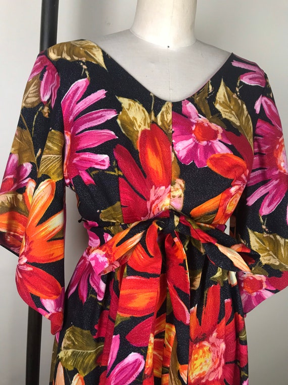 1960s 60s Floral cotton lurex jumpsuit by Jenelle - image 2