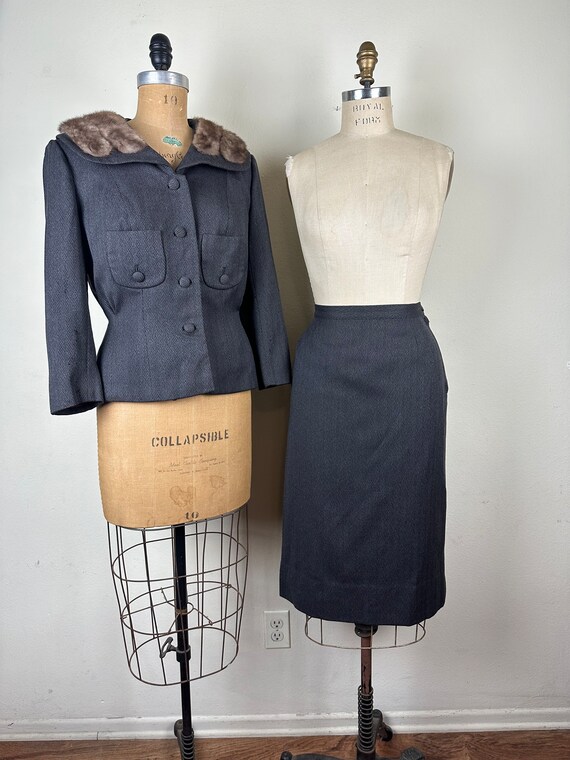 Vintage 1950s 50s 1940s 40s Don Loper Herringbone… - image 2