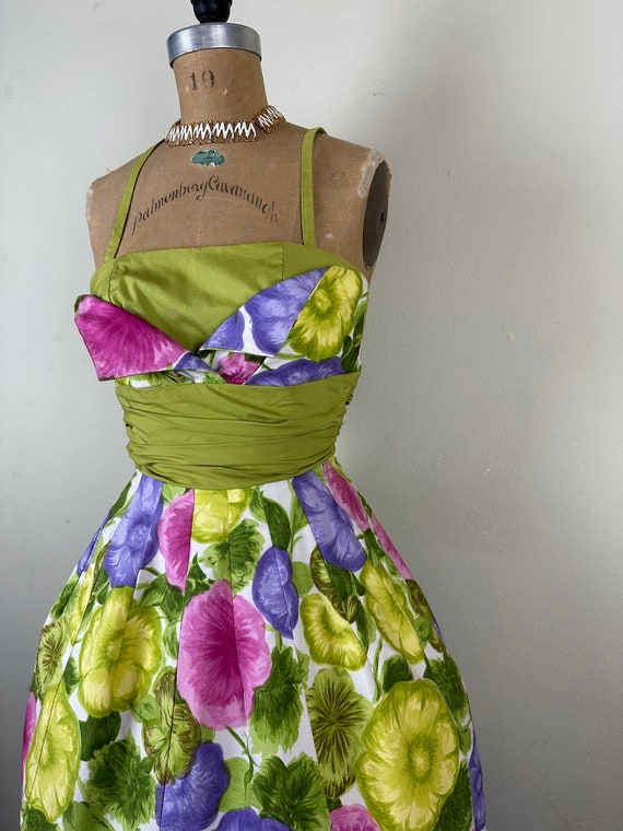 Vintage 1950s 50s Sambo Fashions Floral print dre… - image 4