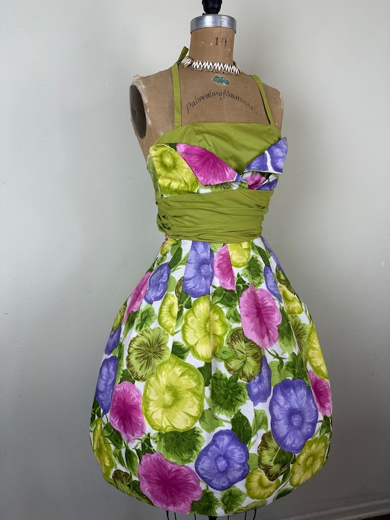 Vintage 1950s 50s Sambo Fashions Floral print dre… - image 6