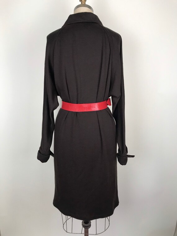 1980s 80s Oversized dark brown wool sweater dress - image 3