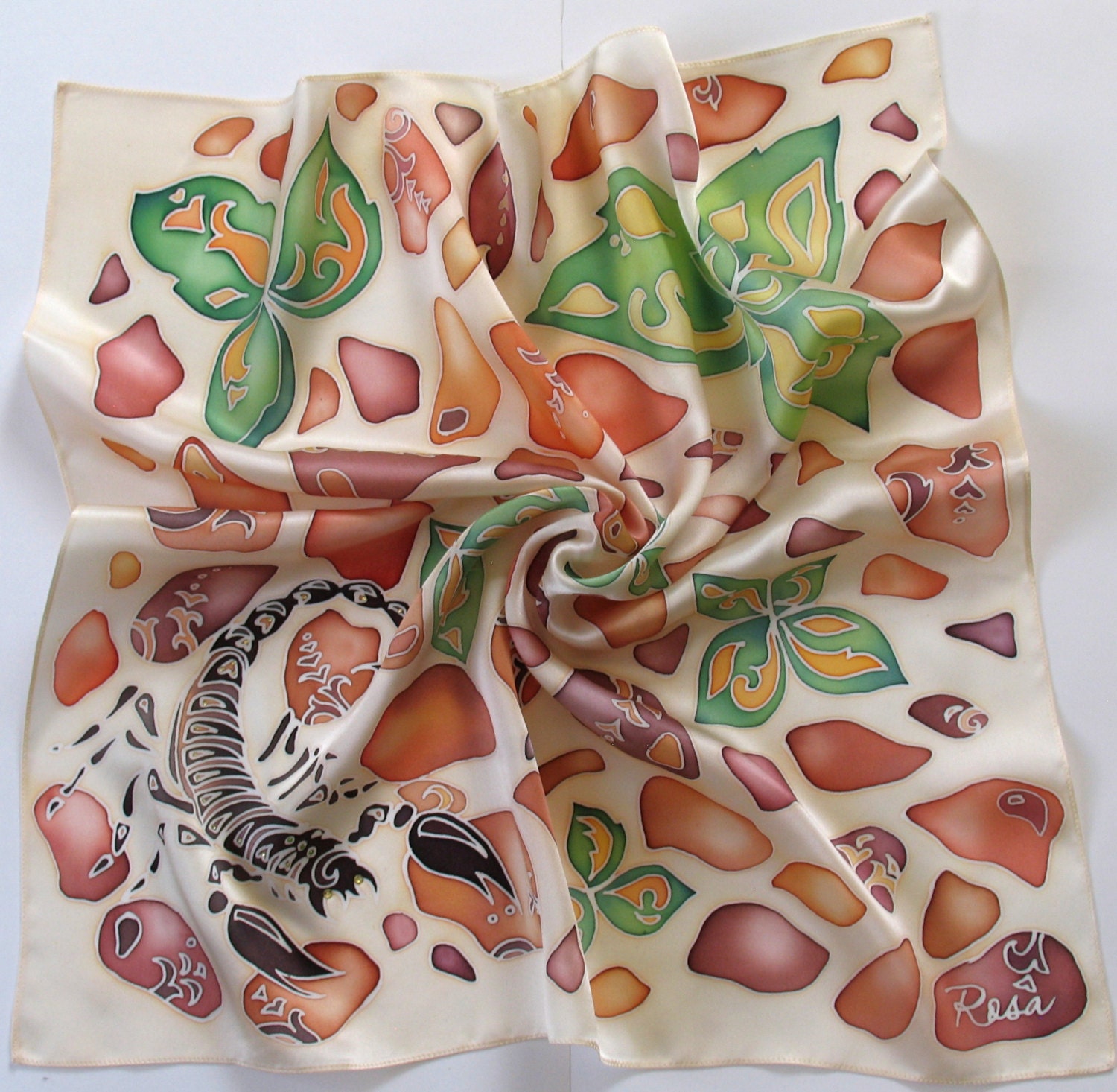 Bufanda De Seda Pntada A Mano Café árabe - Etsy España