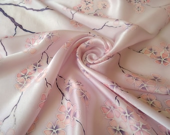 Hand painted silk scarf sakura, Original gift for women, Sakura Flowers Scarf, " Silk” anniversary