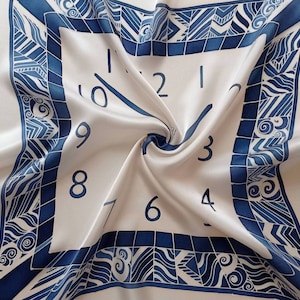 Silk scarf handpainted with watch Handmade silk scarf Present for women, personalized scarf women