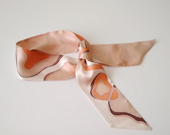 Skinny handpainted scarf Silk neck scarf  Mini scarves Size 2.5 inches * 36 inches Handmade gift