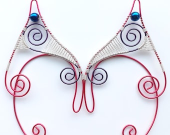 Handgefertigte Pink, Lila & Silber Plated Wire Wrapped Fantasy Ohrmanschetten