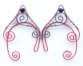 Handgefertigte Pink & Purple Wire Wrapped Fantasy Ohrmanschetten